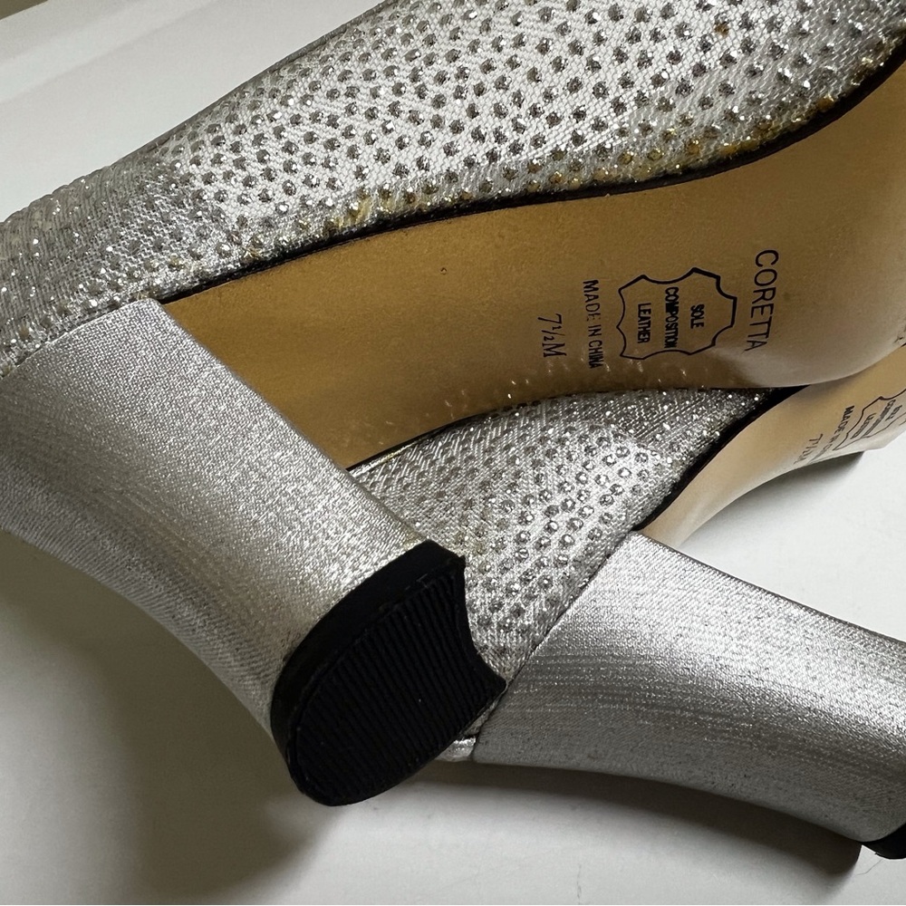 Women’s Apostrophe Silver Heels with Sparkling Embellishments Dress Shoes - Picture 8 of 11